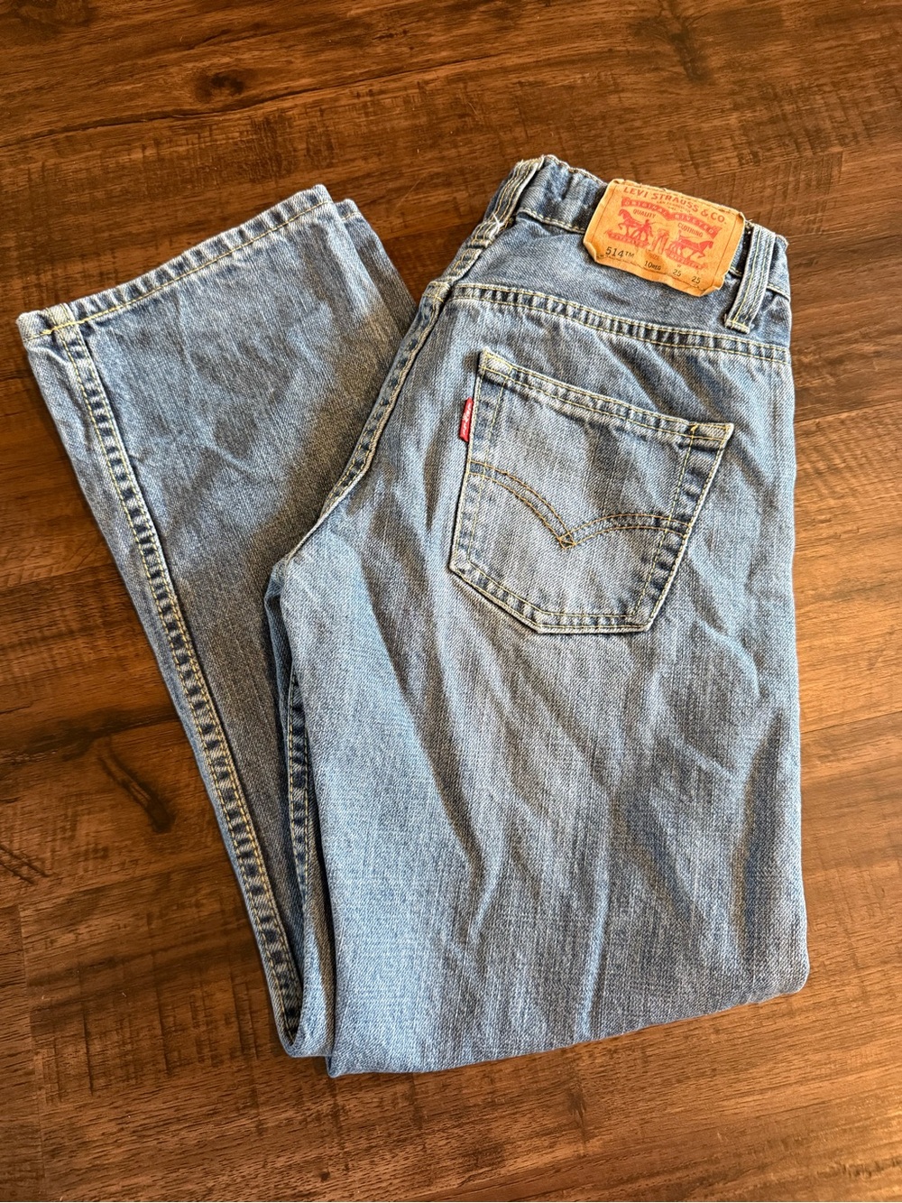 Levi’s 514 Straight Jeans Boys Size 10 Reg 25x25 Distressed Light Wash Denim